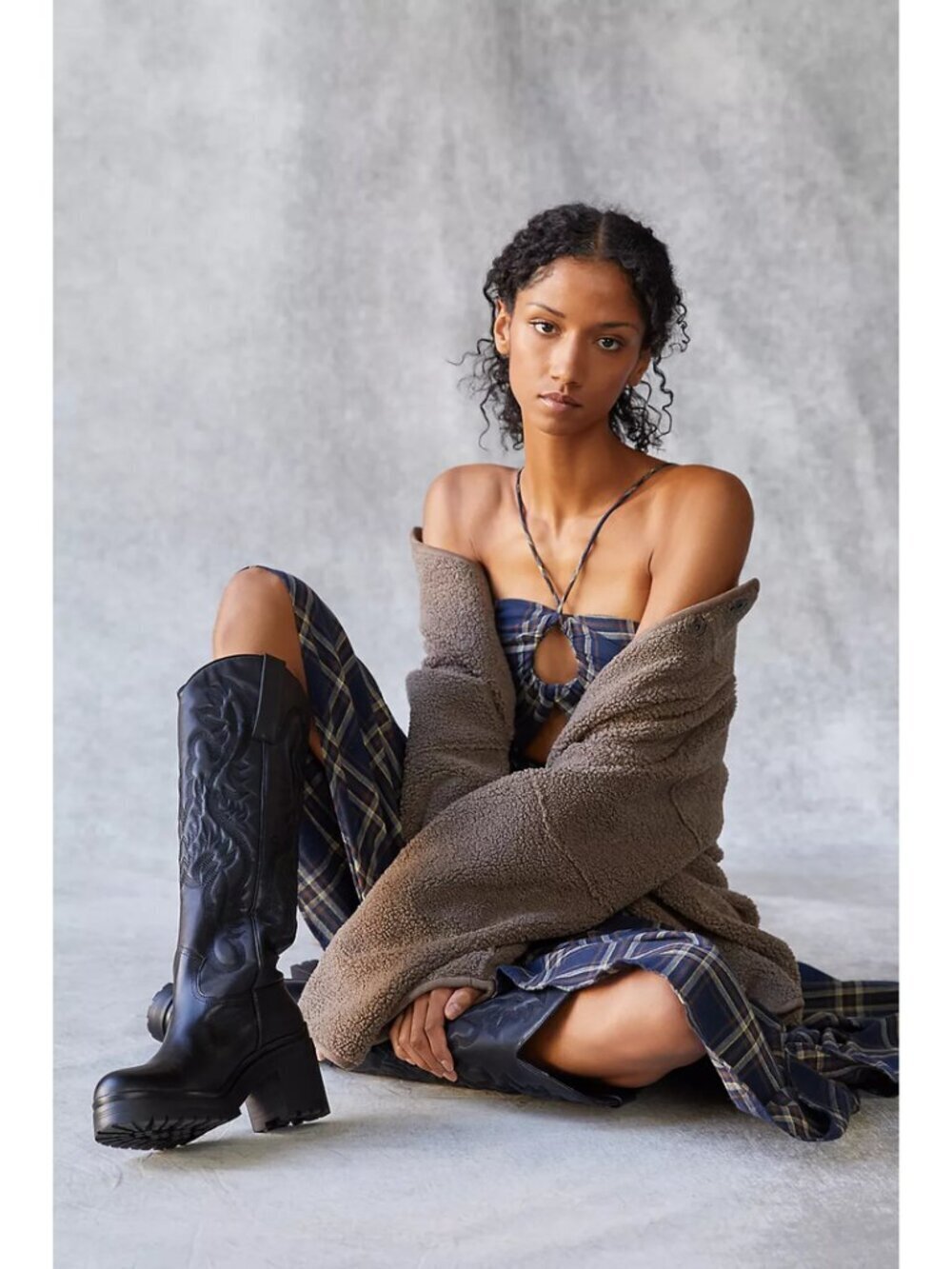 JEFFREY CAMPBELL x Anthropologie Tall Western Heeled Boots in Black Size US 8.5